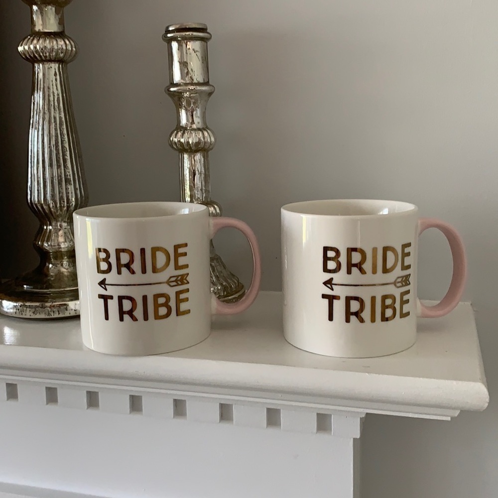 Clay Art‎ bride tribe coffee Mugs set of two pink